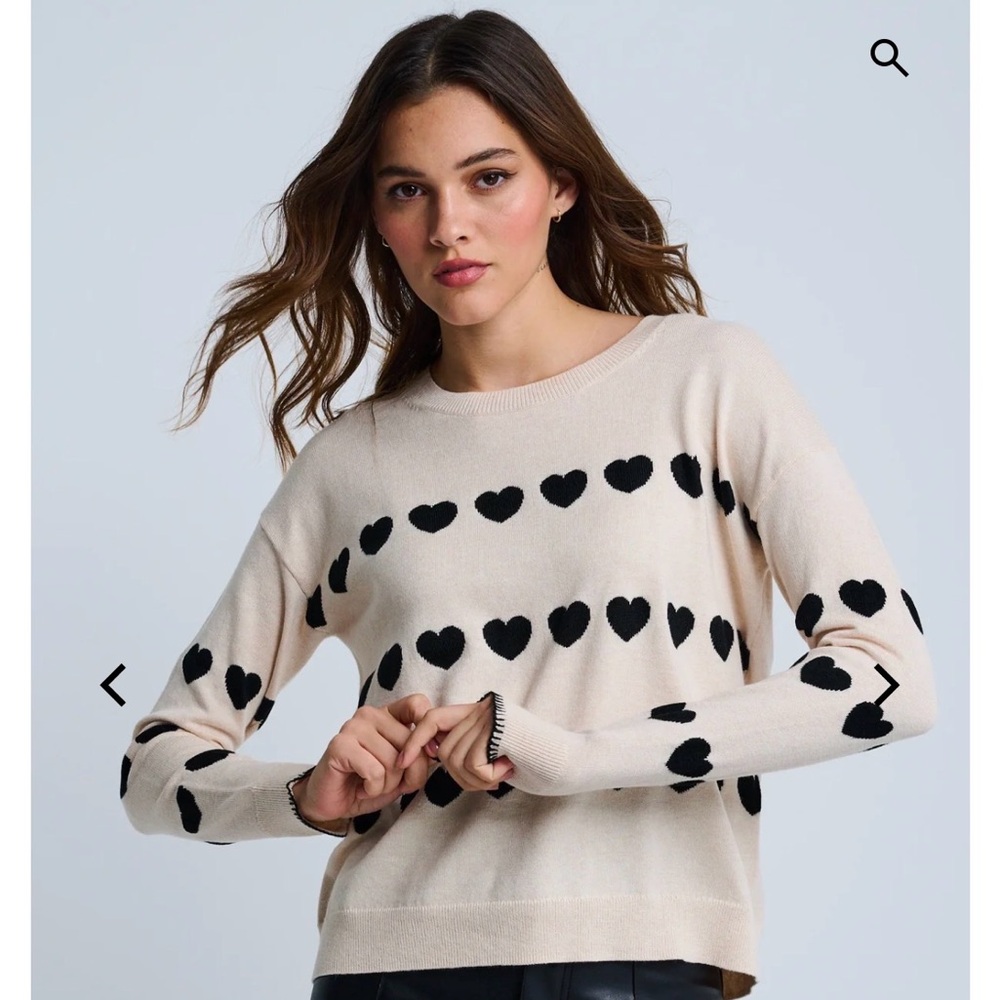 Lisa Todd Cream and Black Heart Sweater